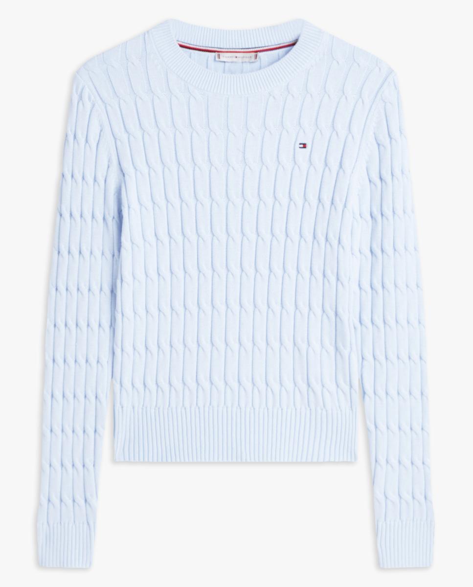 Camisola de Malha do Cabo com Logótipo Bordado Azul-claro-4