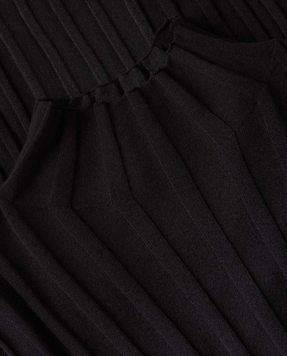 Camisola de Malha Canelada com Transparência Atrás Preto-6