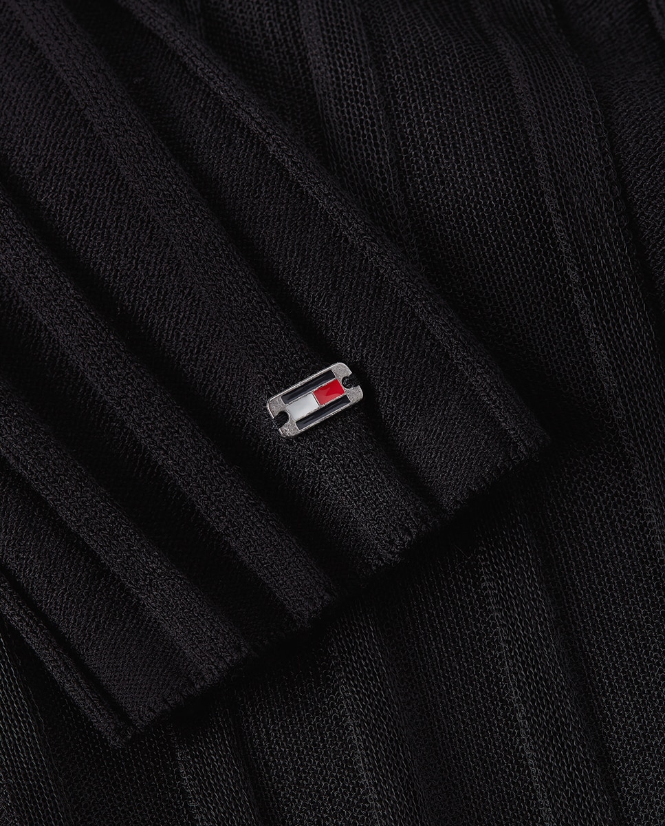 Camisola de Malha Canelada com Transparência Atrás Preto-7
