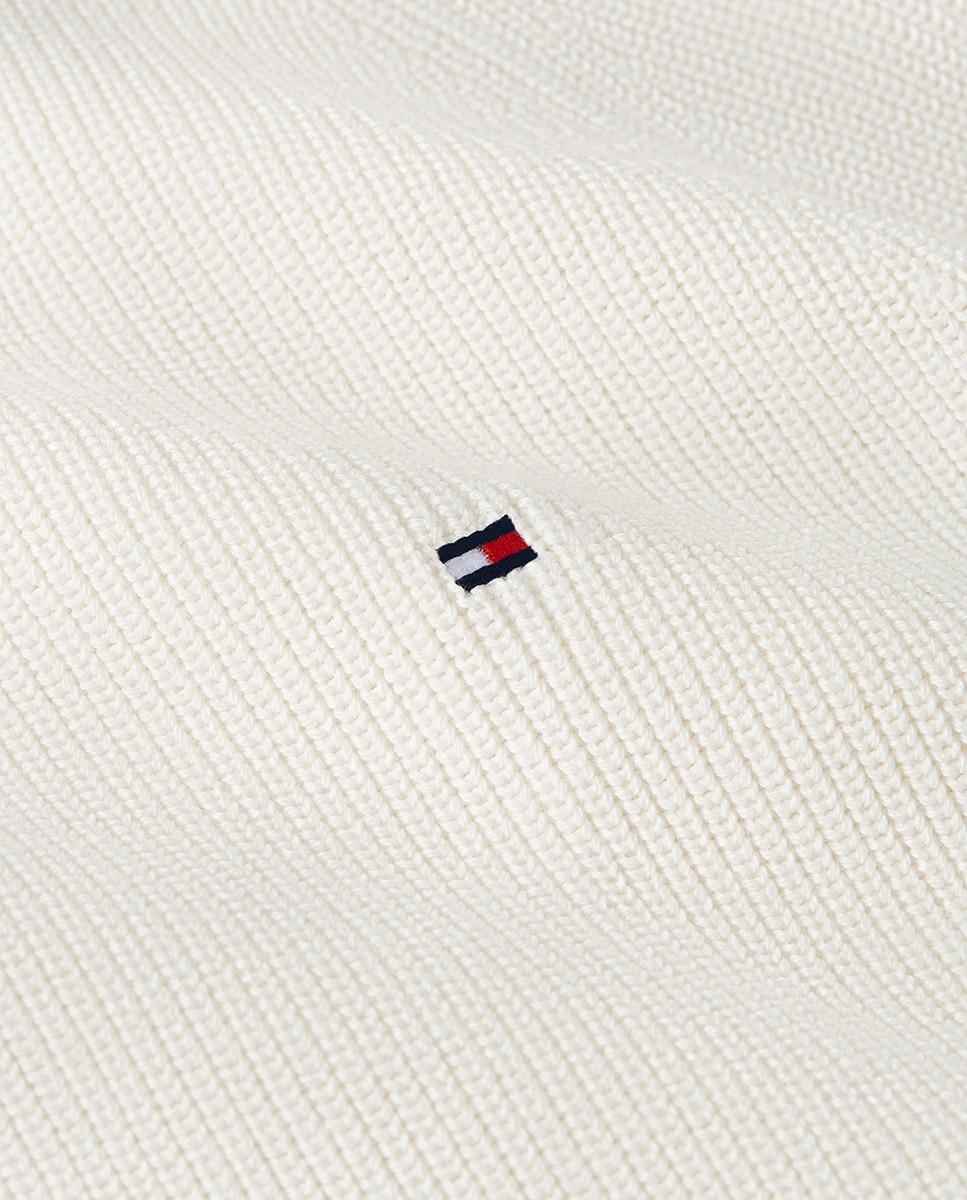 Camisola de Malha Fina com Decote à Barco Branco-4