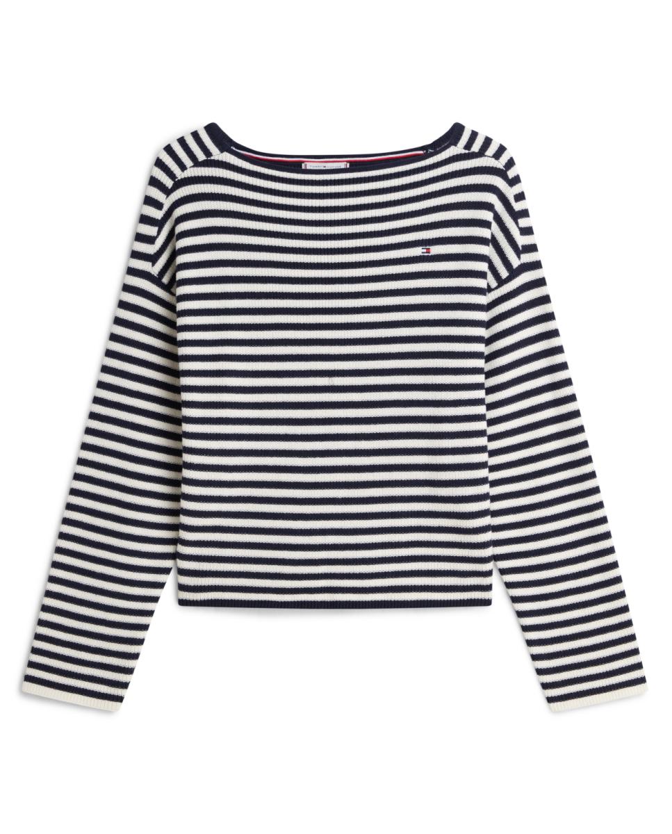 Imagem 0 de Camisola de Malha às Riscas com Decote à Barco