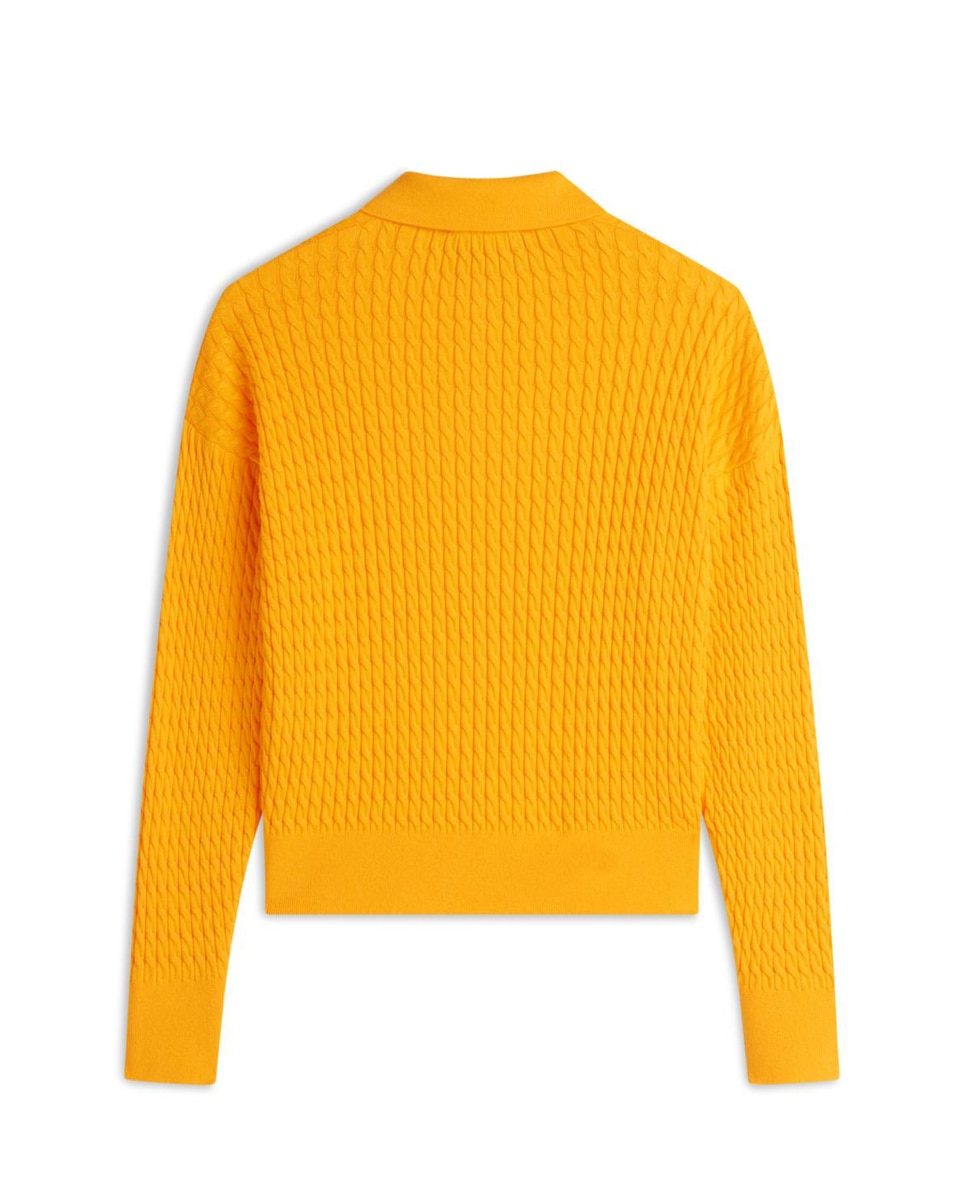 Camisola de malha com colarinho de pólo Mostarda-5