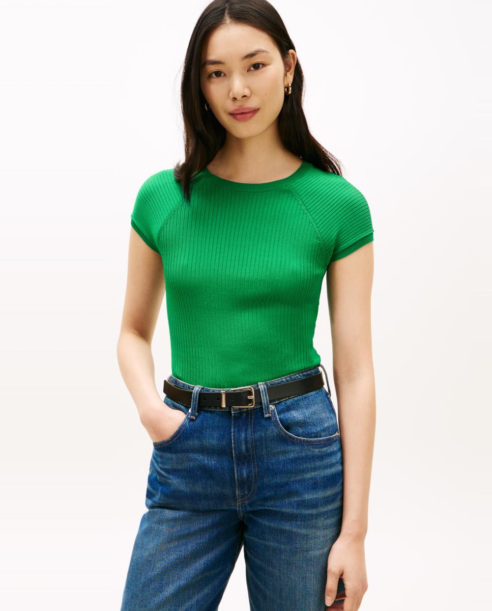 Imagem 0 de Camisola de Malha Canelada com Manga Curta Raglã