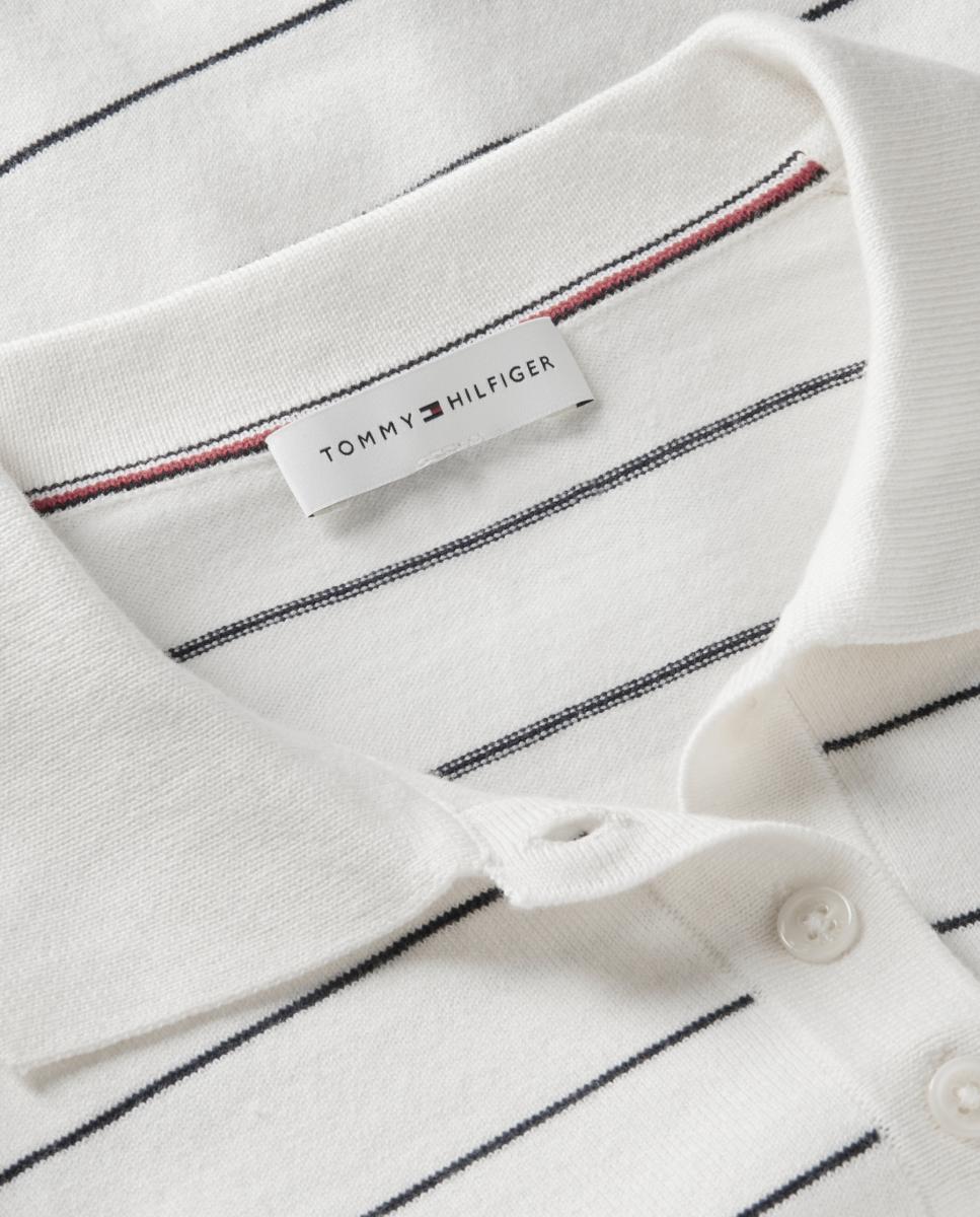 Camisola de Malha Tipo Polo com Manga Curta Branco-6