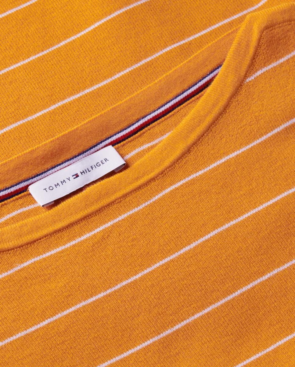 Camisola de Malha Fina com Decote à Barco Laranja-6