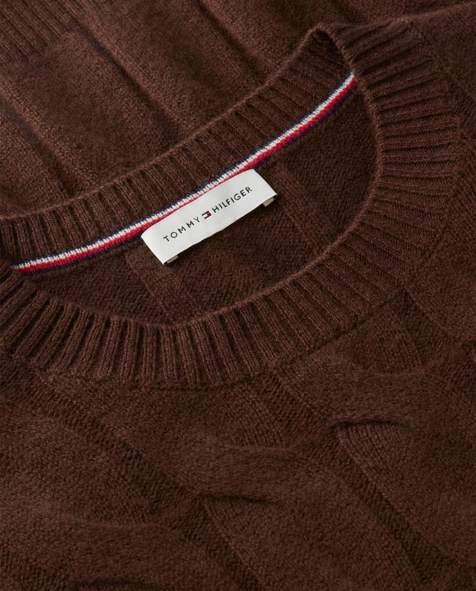 Jersey de mujer de lana de ochos - Tommy Hilfiger - Marrón oscuro Marrón oscuro-3