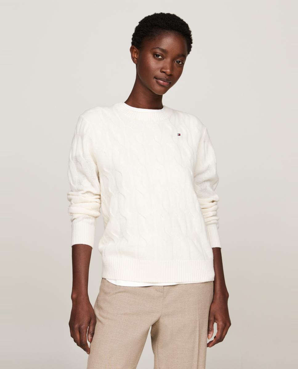 Jersey de mujer de lana de ochos - Tommy Hilfiger - Crema Crema-7