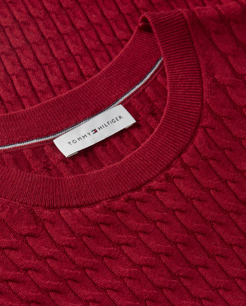 Camisola de Malha com Textura de Malha do Cabo Vermelho/Grená-3