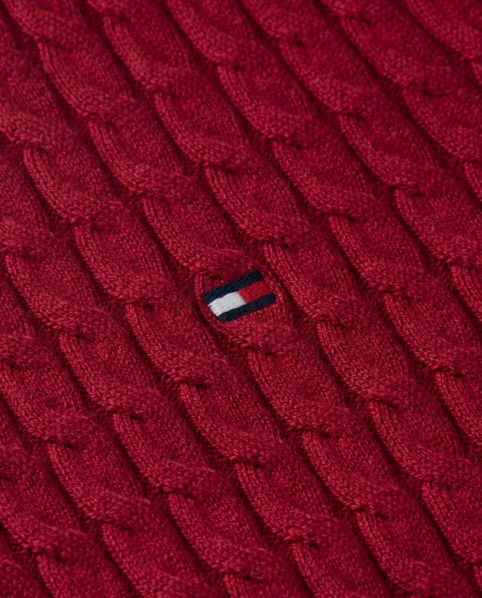 Camisola de Malha com Textura de Malha do Cabo Vermelho/Grená-4
