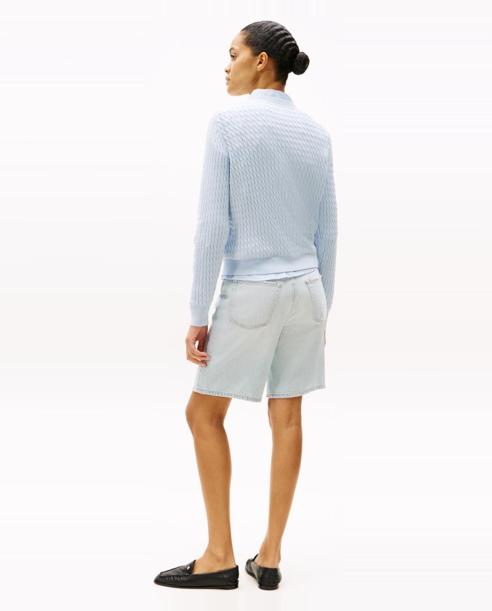 Camisola de Malha com Textura de Malha do Cabo Azul-marinho-2