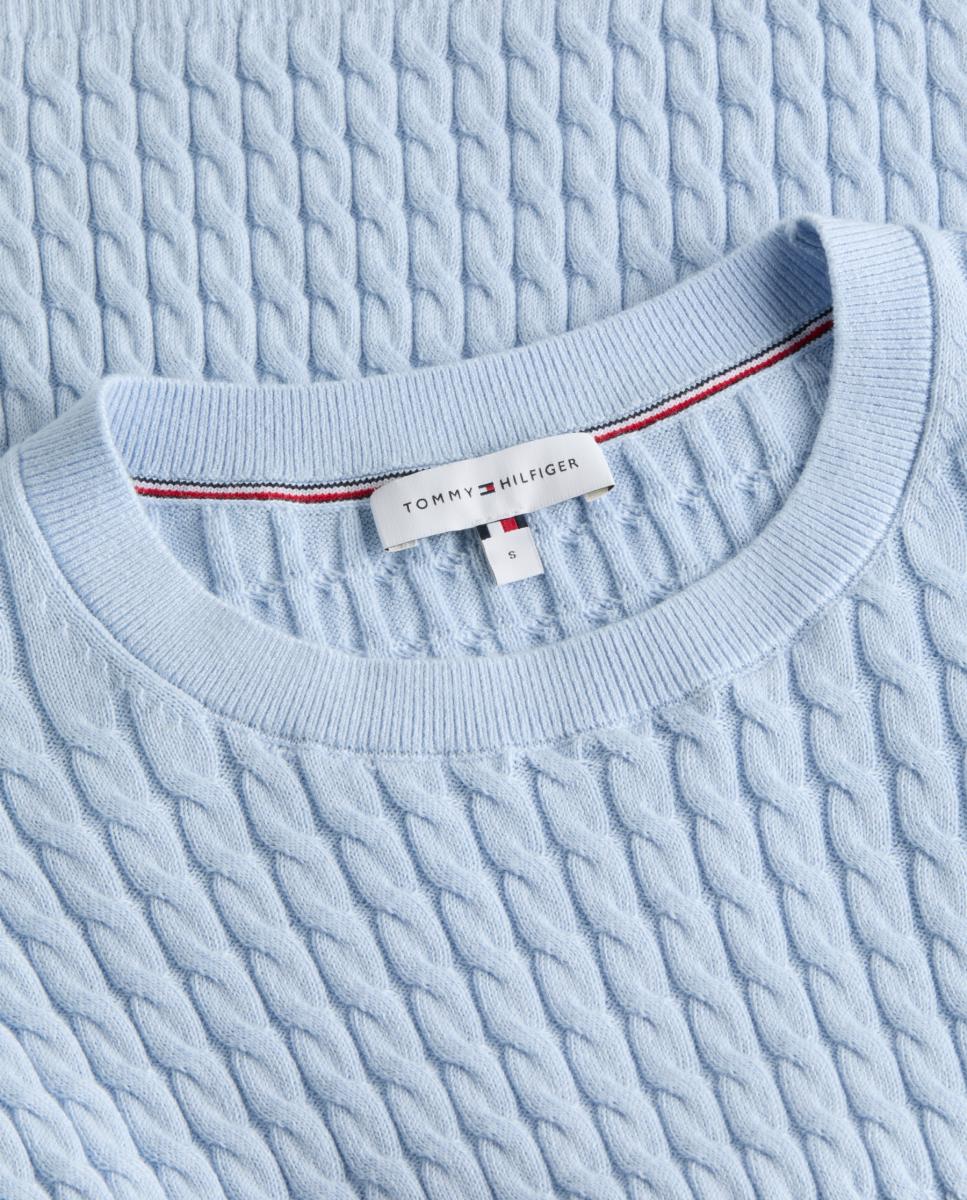 Camisola de Malha com Textura de Malha do Cabo Azul-marinho-6