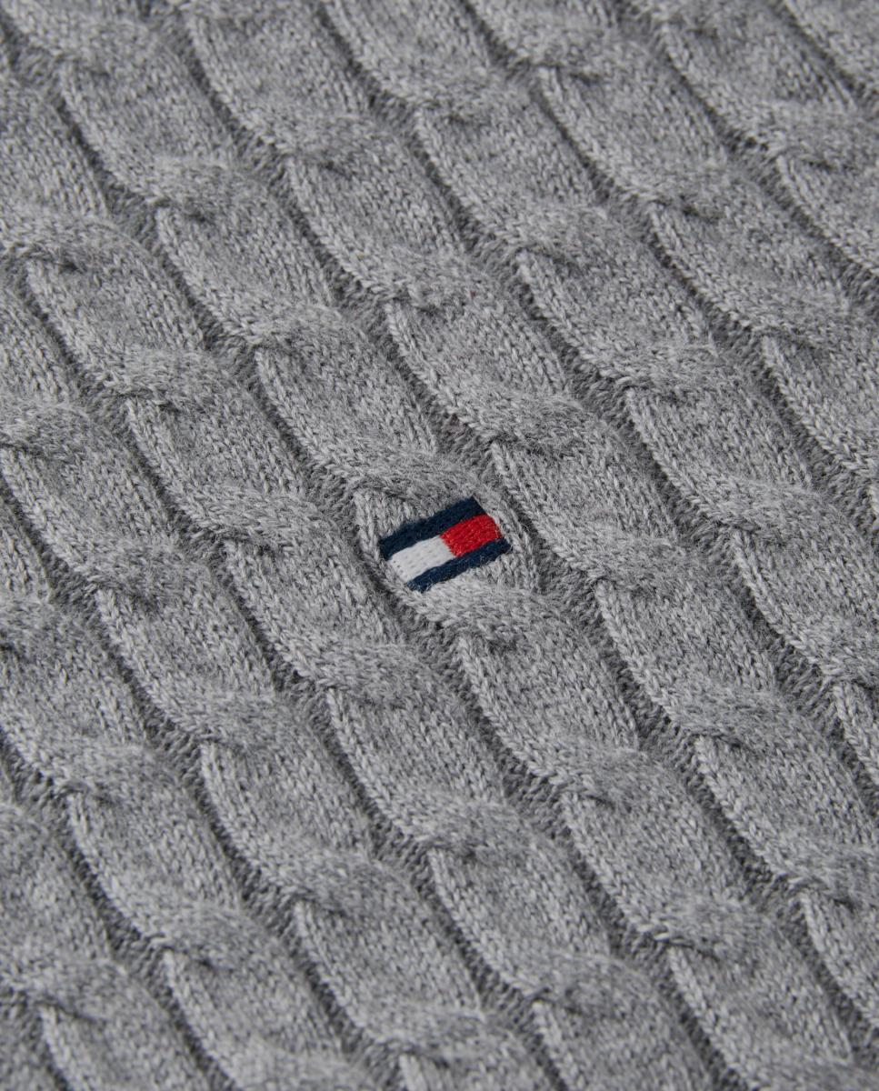 Camisola de Malha com Textura de Malha do Cabo Cinzento-claro-4