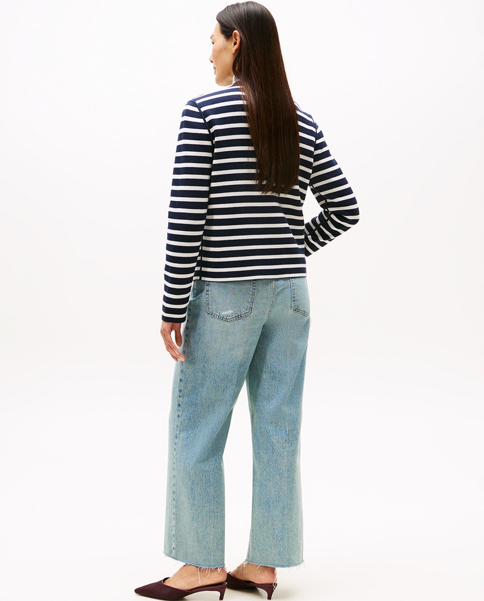 Cardigan Reversível com Botões Dourados Azul-marinho-3