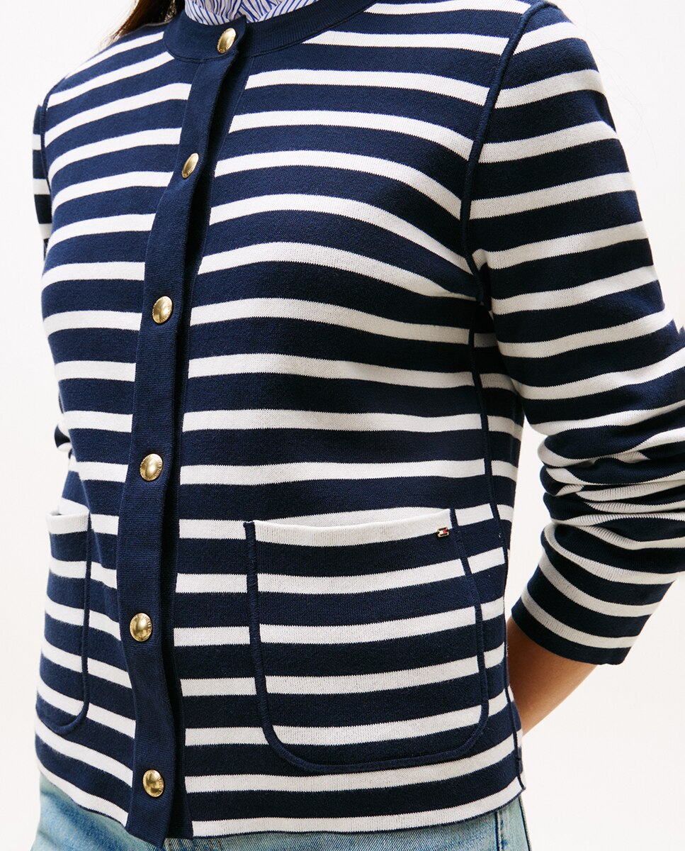 Cardigan Reversível com Botões Dourados Azul-marinho-4