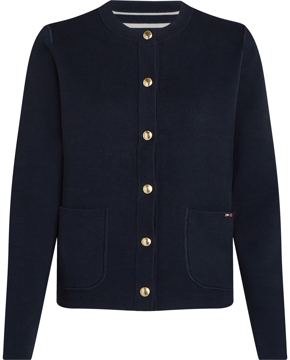 Cardigan Reversível com Botões Dourados Azul-marinho-6