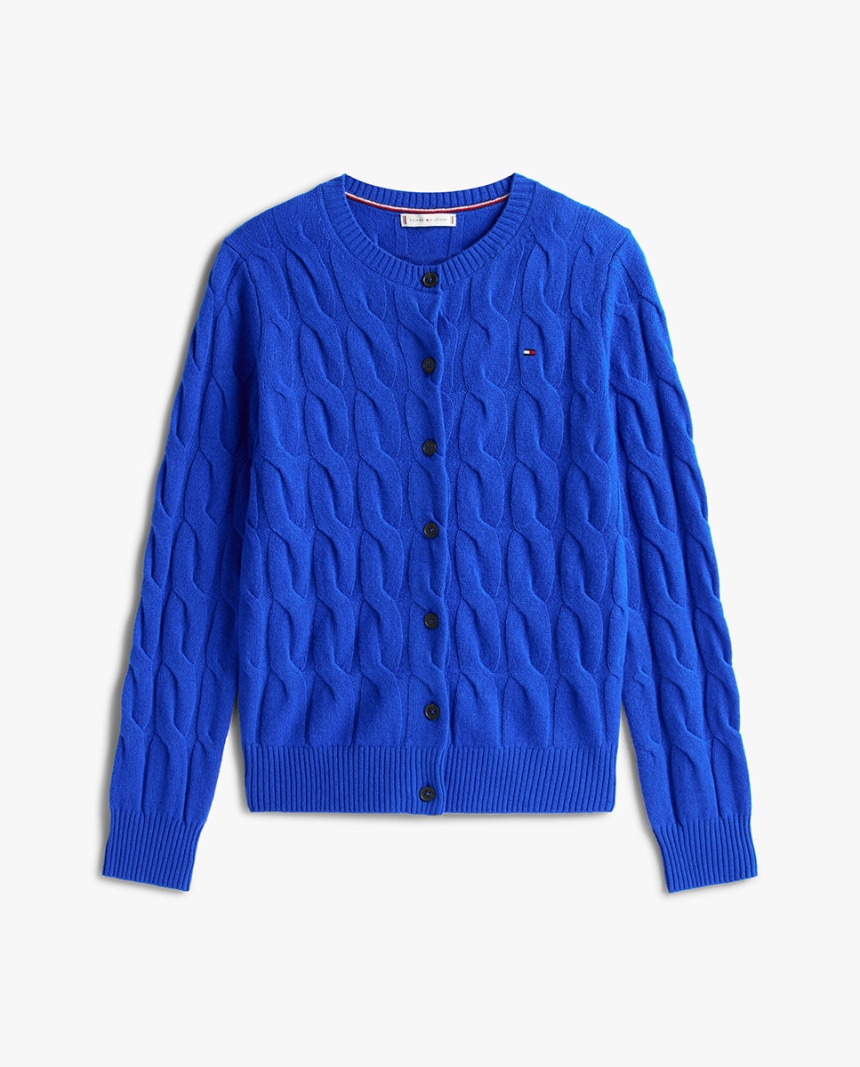 Cardigan de Malha do Cabo Azul-índigo-4