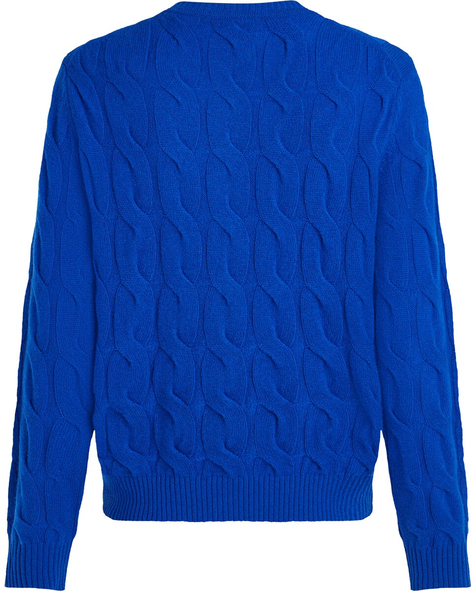 Cardigan de Malha do Cabo Azul-índigo-5