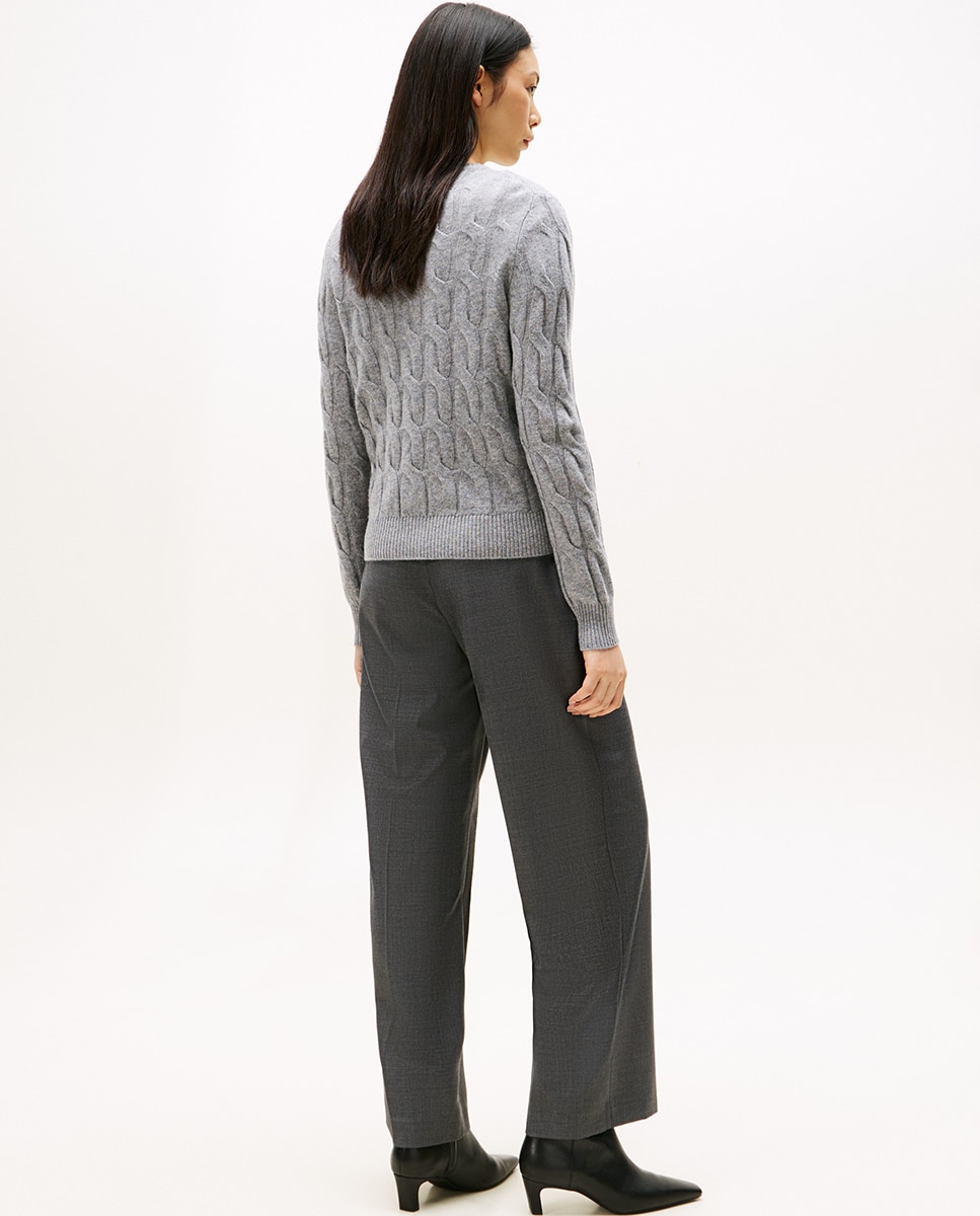 Cardigan de Malha do Cabo Cinzento-claro-2