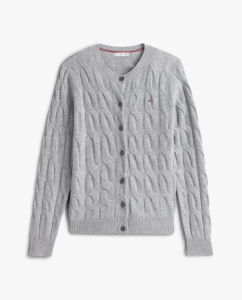 Cardigan de Malha do Cabo Cinzento-claro-4