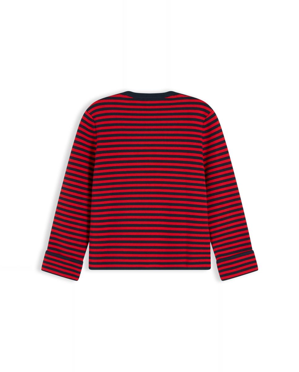 Cardigan de Decote Redondo e Botões Dourados Vermelho-6
