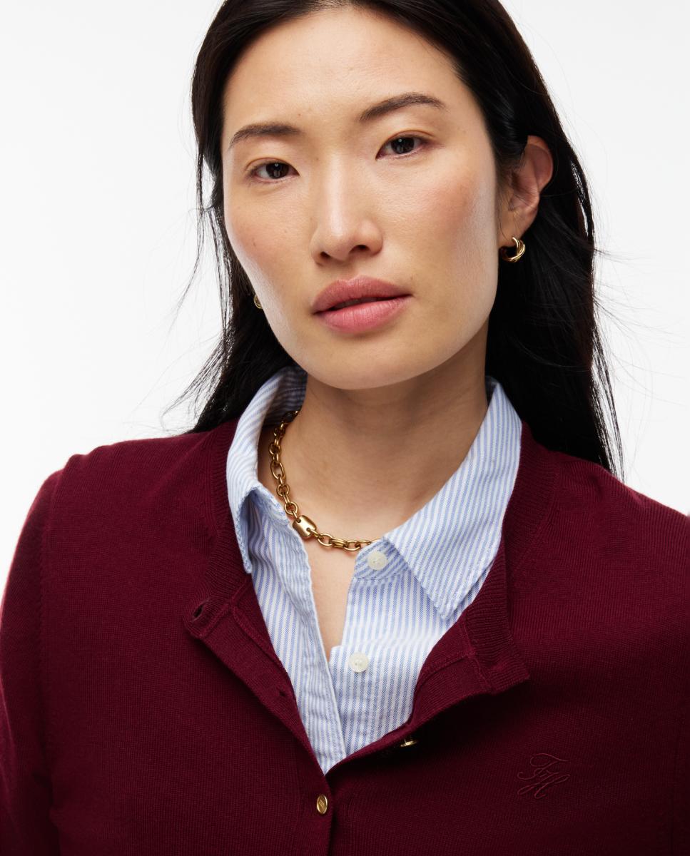 Cardigan de Lã com Silhueta Regular Bordeaux-2