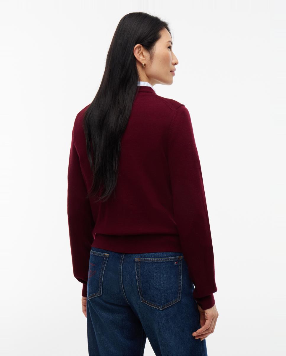 Cardigan de Lã com Silhueta Regular Bordeaux-3
