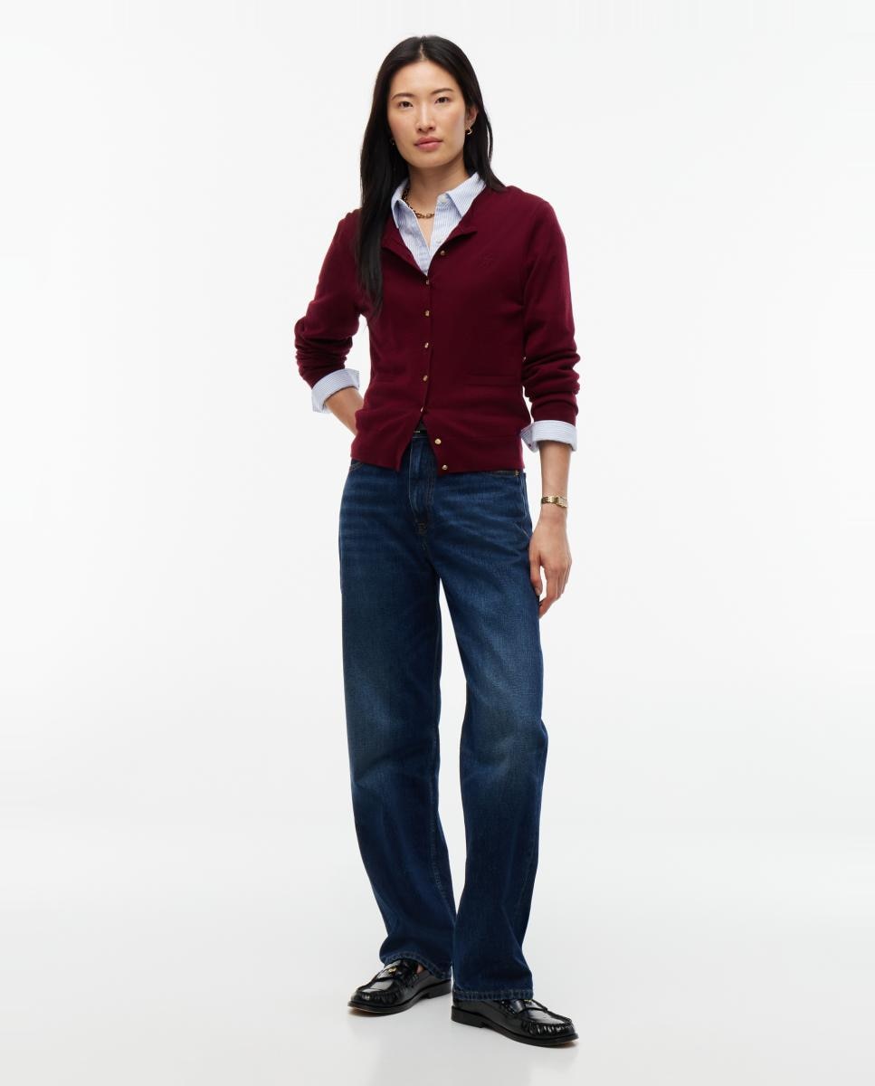 Cardigan de Lã com Silhueta Regular Bordeaux-5