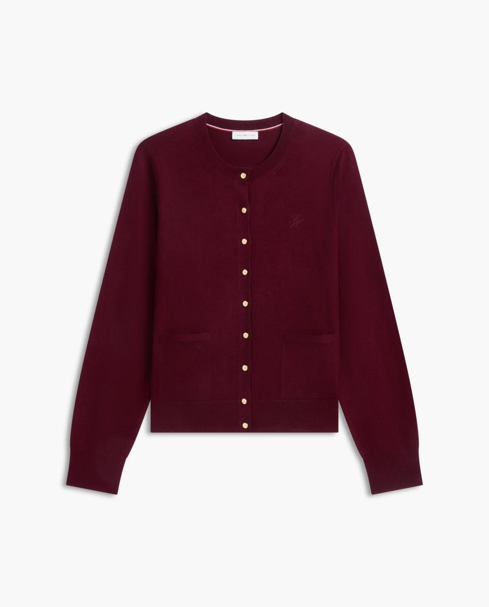 Cardigan de Lã com Silhueta Regular Bordeaux-4