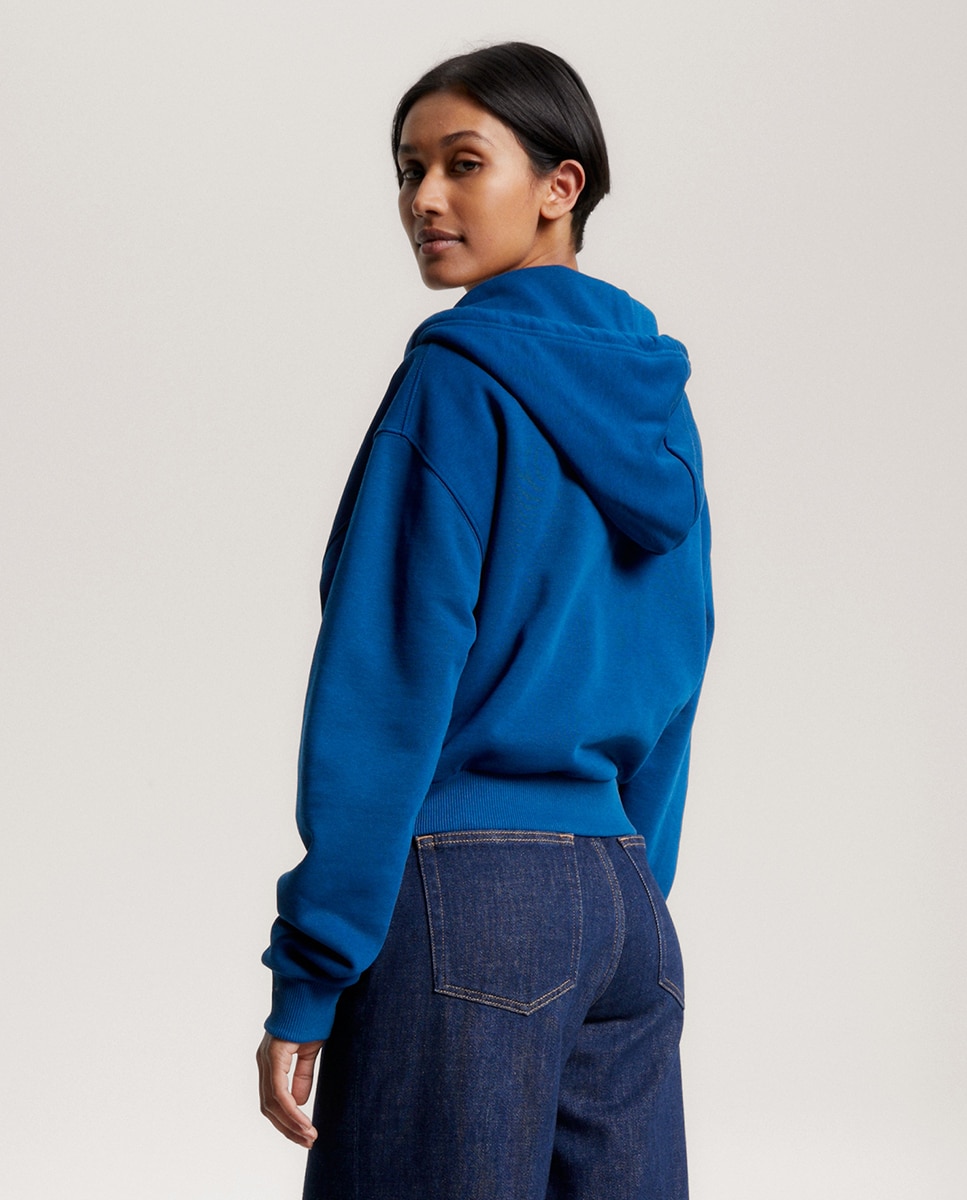 Sweatshirt com capuz e manga comprida Azul-índigo-2