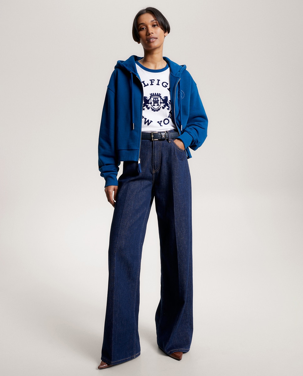 Sweatshirt com capuz e manga comprida Azul-índigo-6