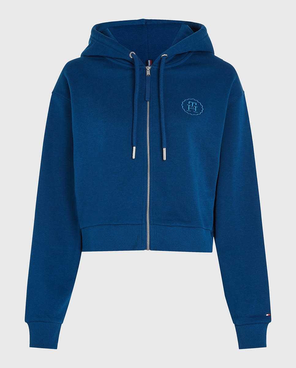 Sweatshirt com capuz e manga comprida Azul-índigo-4