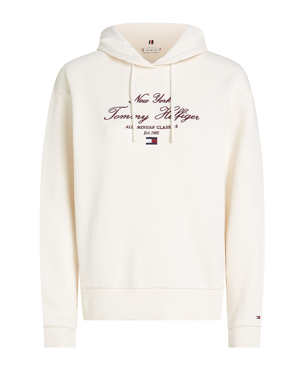 Sweatshirt com Capuz e Logótipo Bordado à Frente Branco-3