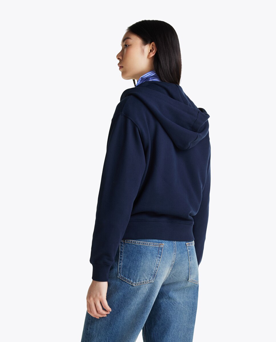 Sweatshirt com capuz e fecho-éclair Azul-marinho-2