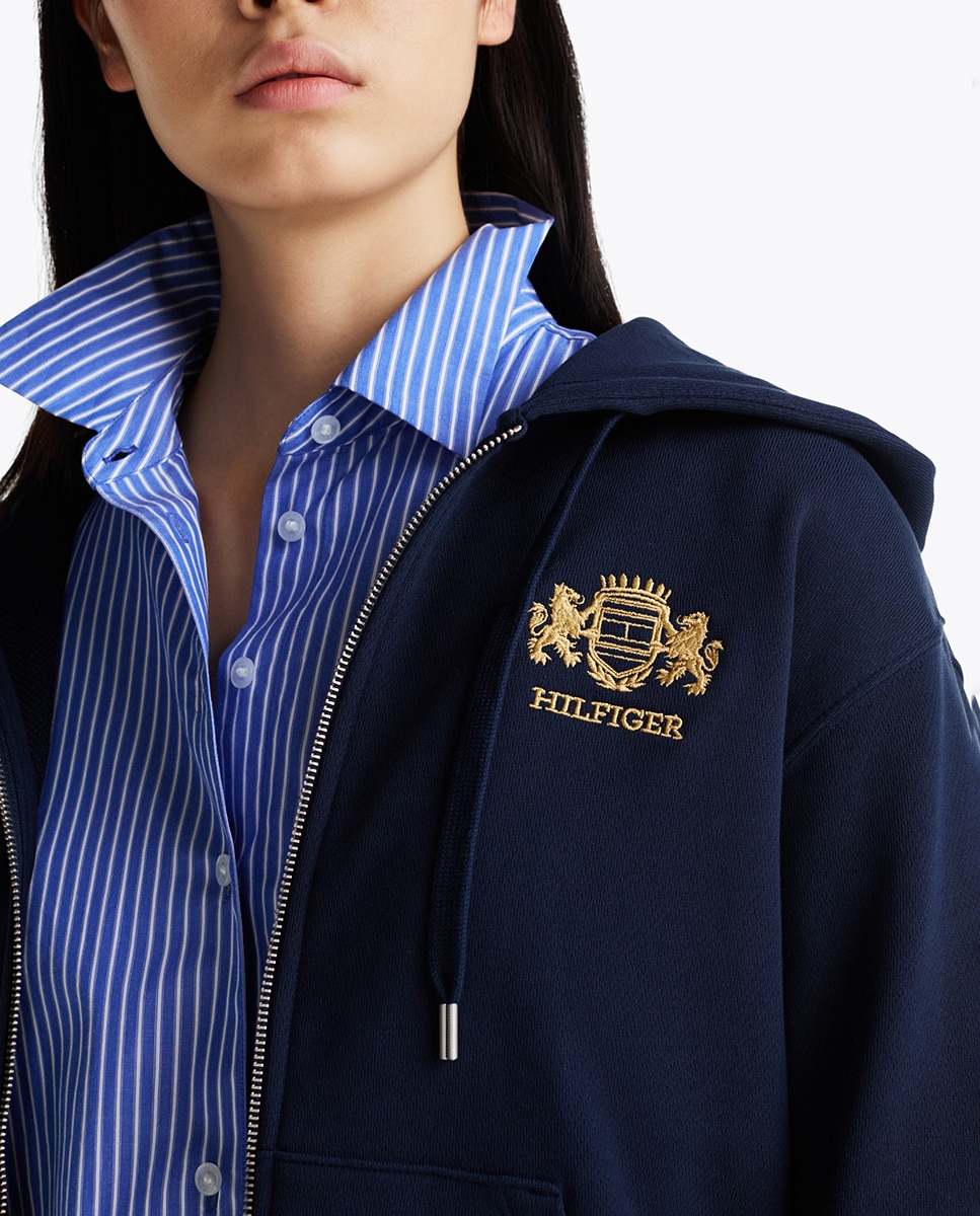 Sweatshirt com capuz e fecho-éclair Azul-marinho-3