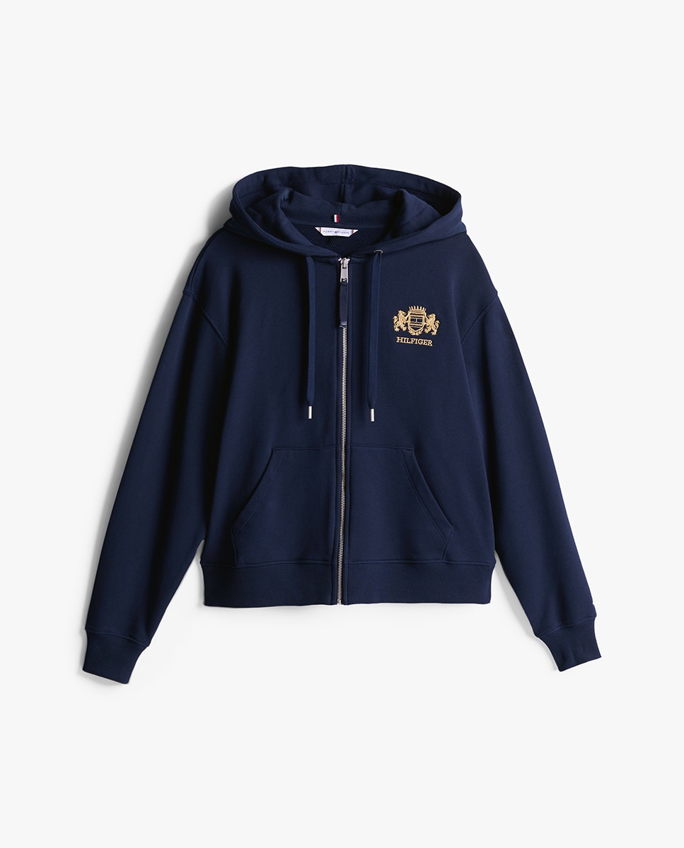 Sweatshirt com capuz e fecho-éclair Azul-marinho-4
