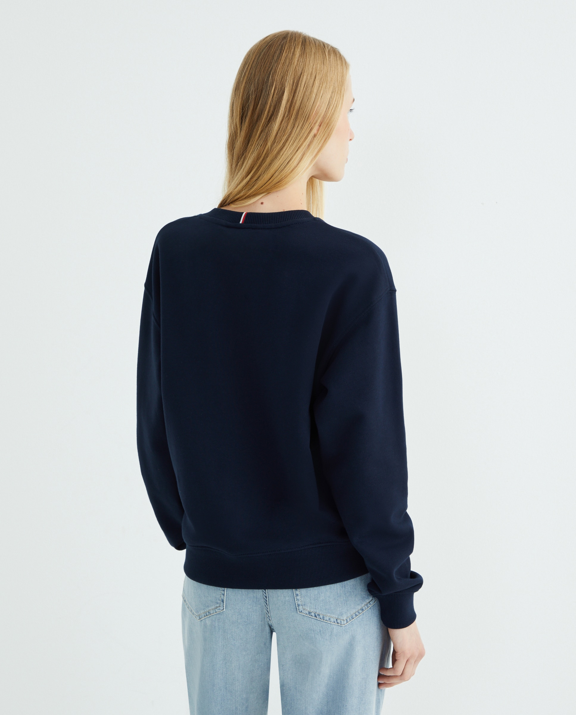 Sweatshirt de mulher com logótipo e decote redondo Azul-marinho-3