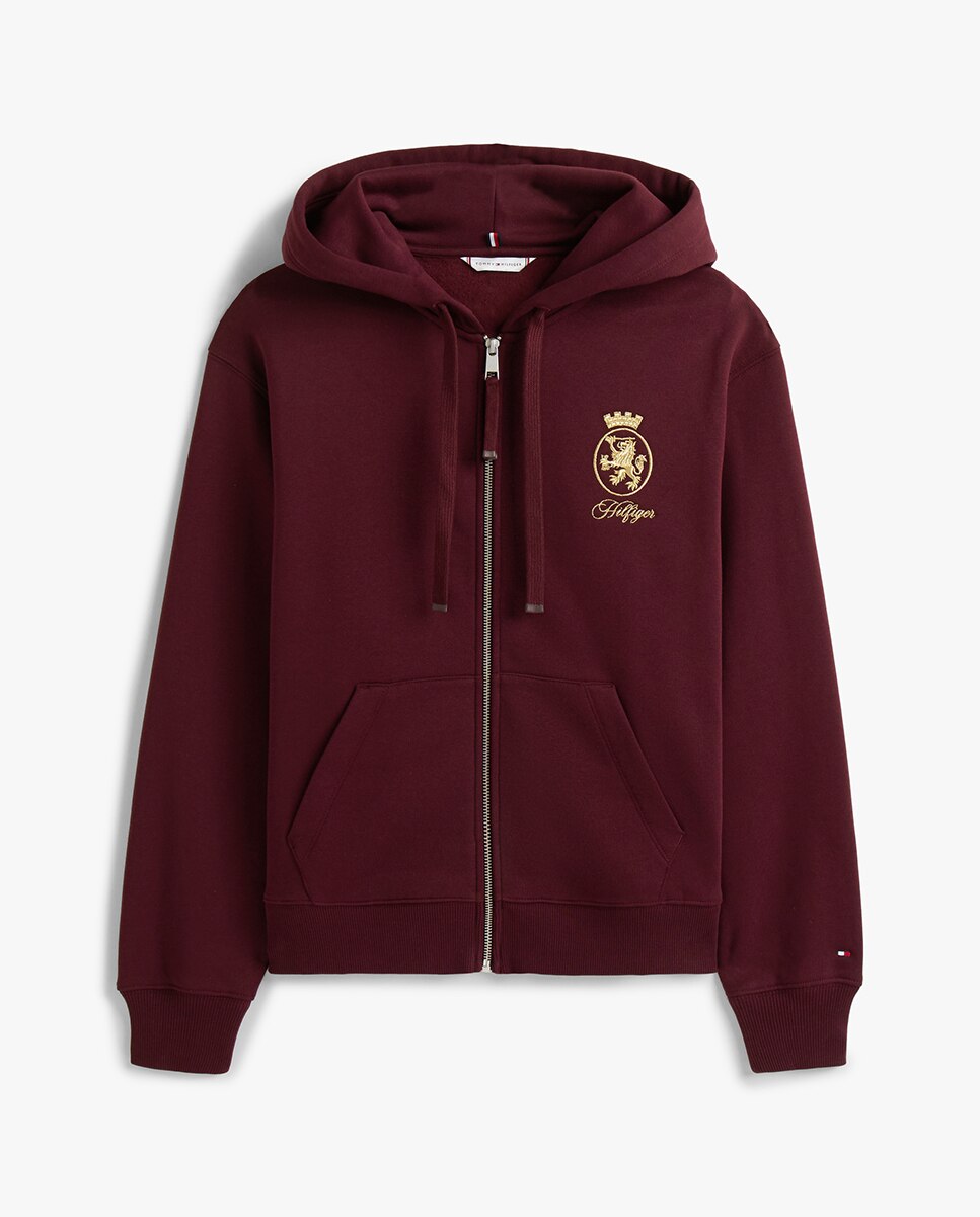Sweatshirt com Fecho de Correr e Logótipo Crest Bordeaux-4