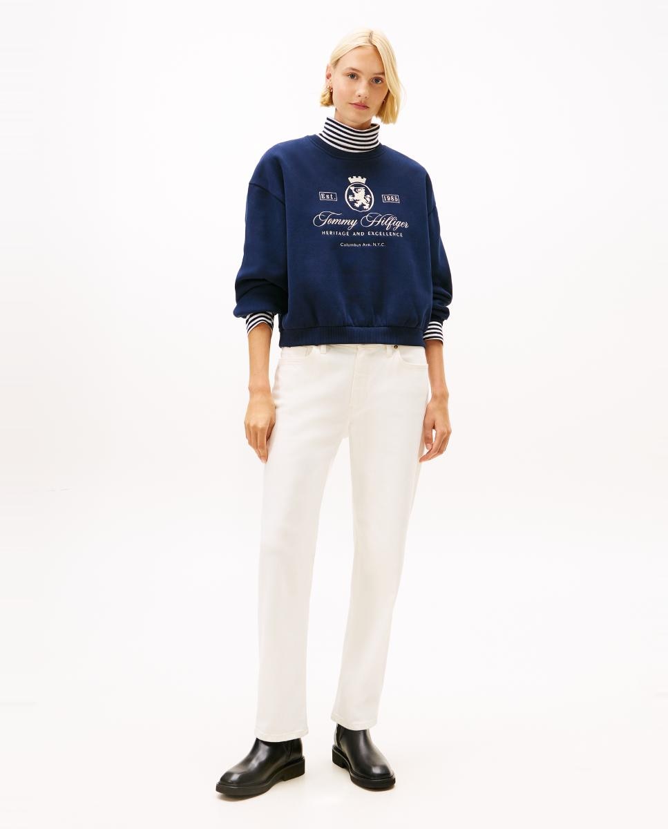 Sweatshirt com Logótipo Crest Bordado Azul-marinho-4