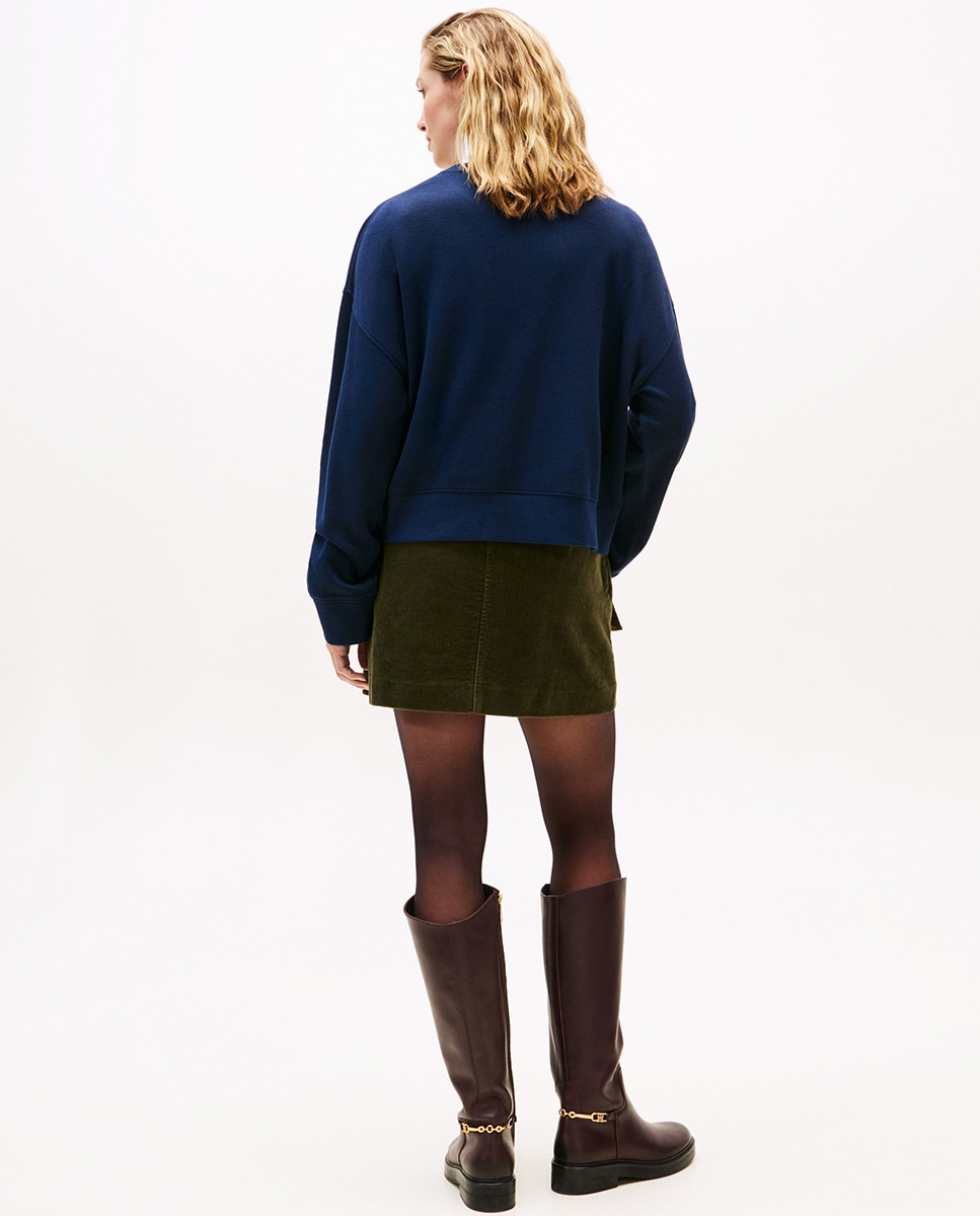 Sweatshirt de Piqué com Iniciais TH Bordadas Azul-marinho-2