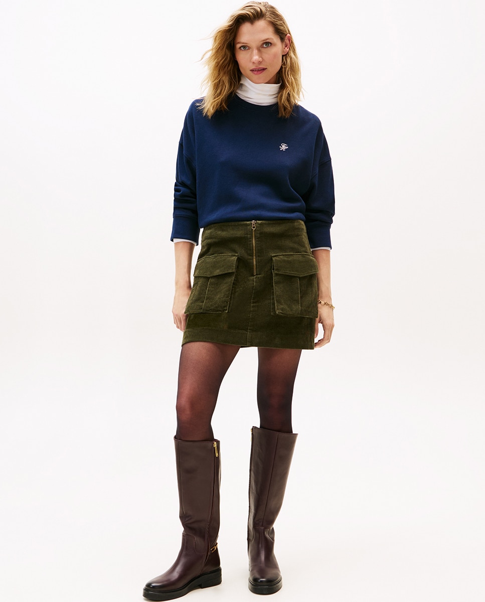 Sweatshirt de Piqué com Iniciais TH Bordadas Azul-marinho-5