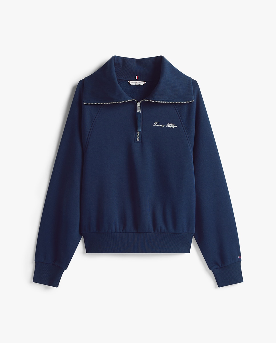 Sweatshirt de Gola Alta e Meio Fecho de Correr Azul-marinho-4