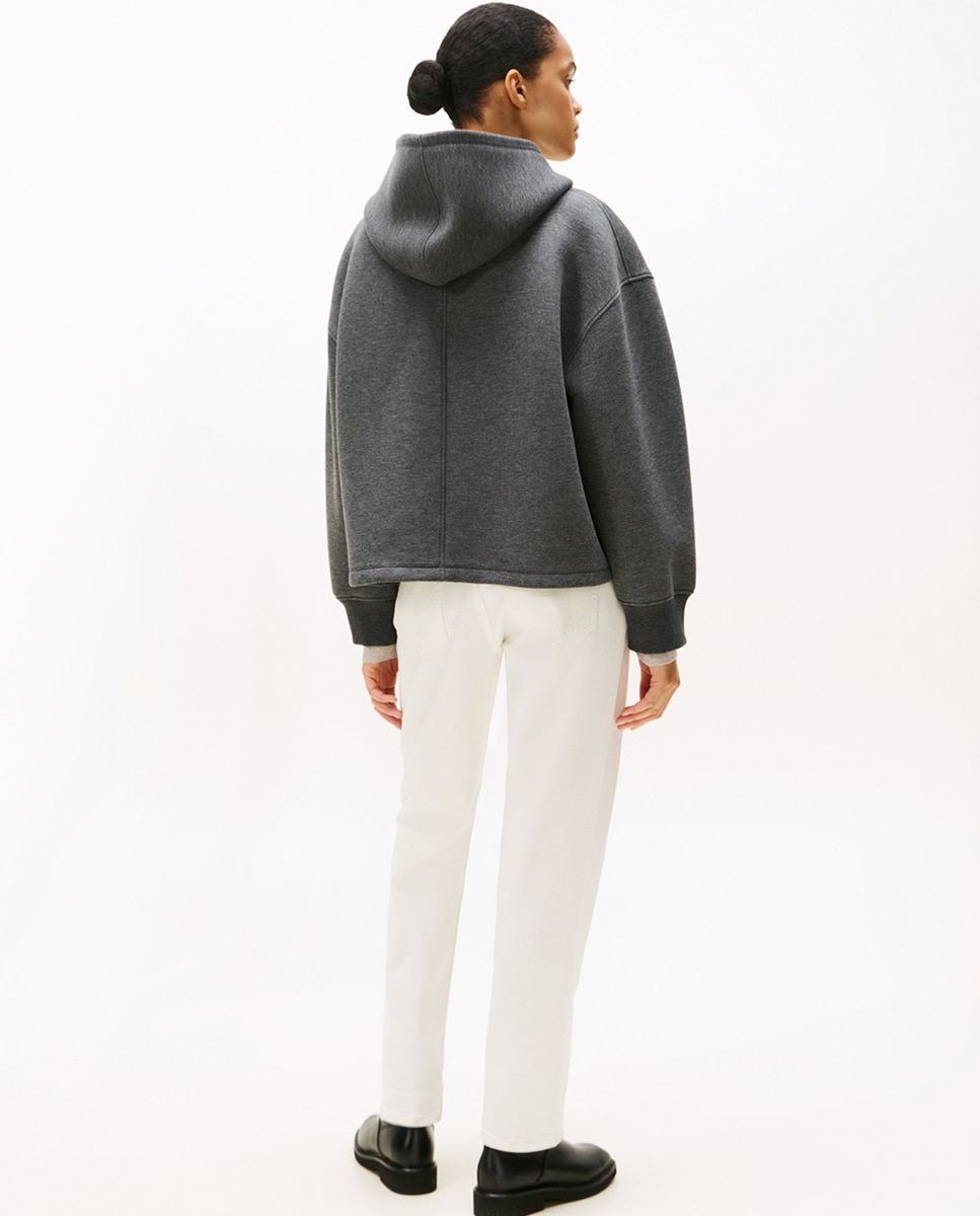 Sweatshirt com Fecho de Correr e Logótipo Script Cinzento-escuro-2