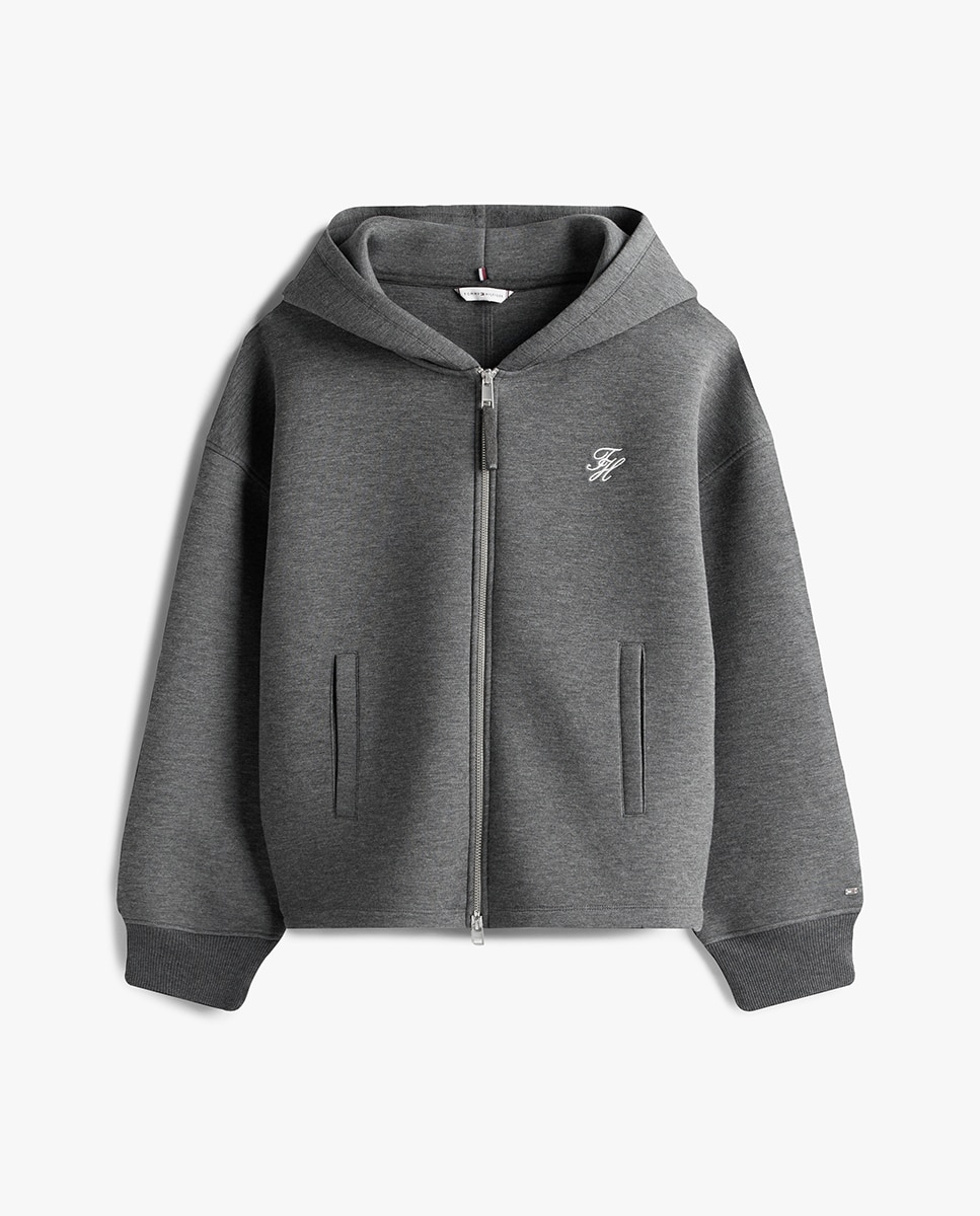 Sweatshirt com Fecho de Correr e Logótipo Script Cinzento-escuro-4