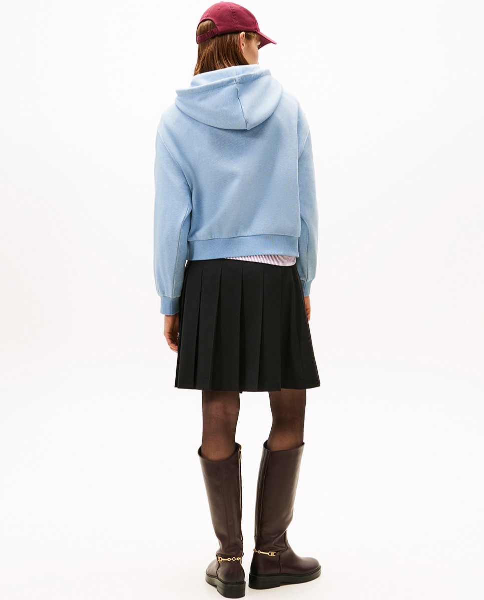 Sweatshirt com Capuz e Logótipo Engomado Azul-claro-2