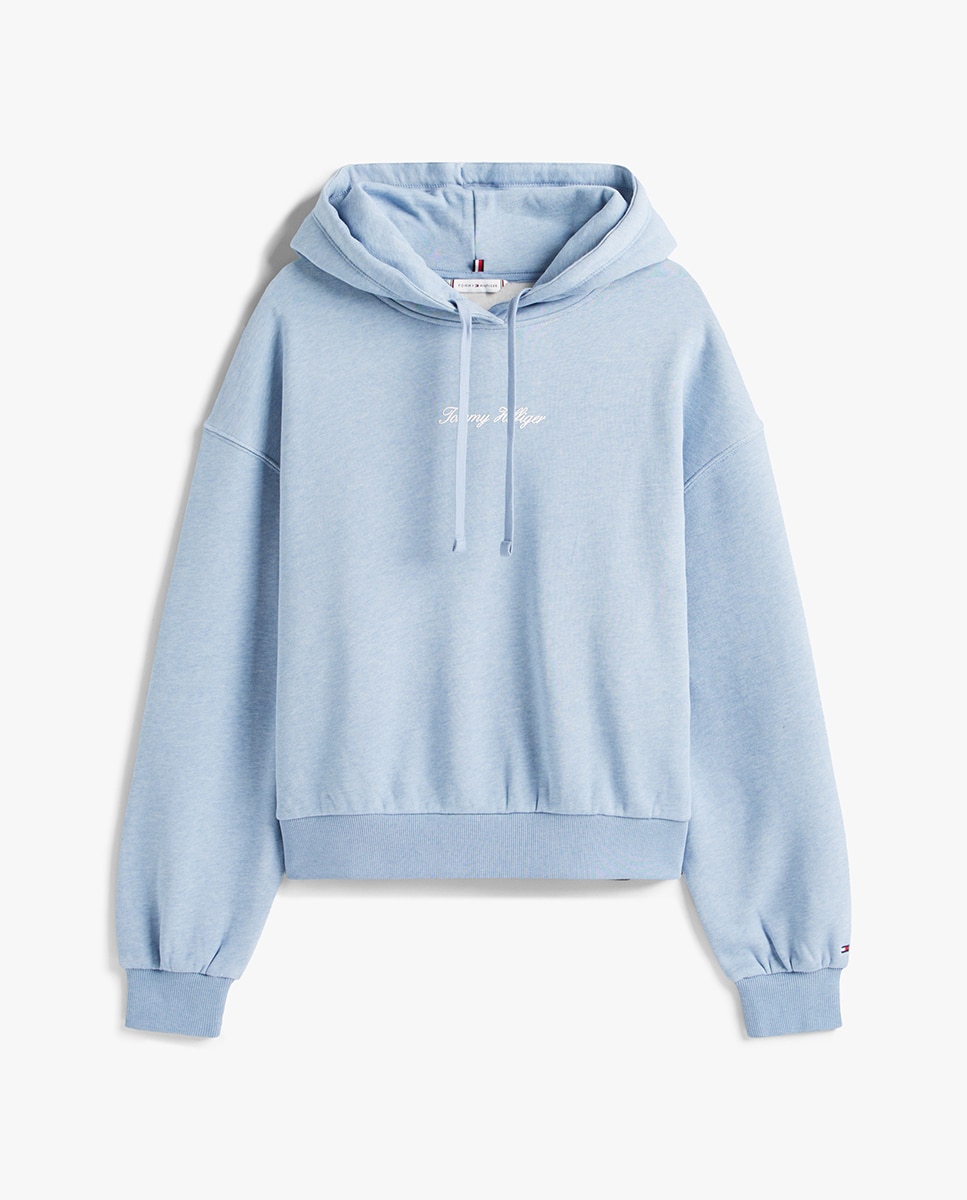 Sweatshirt com Capuz e Logótipo Engomado Azul-claro-4