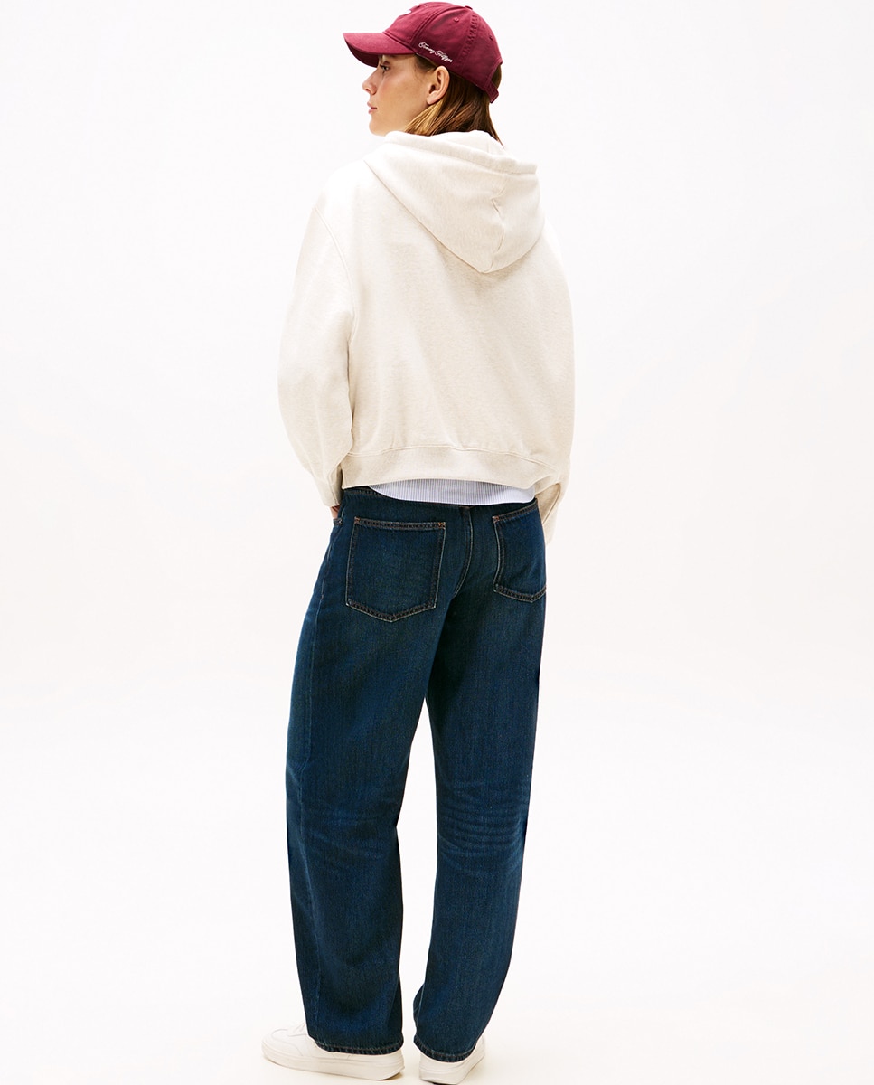 Sweatshirt com Capuz e Logótipo Engomado Creme-2