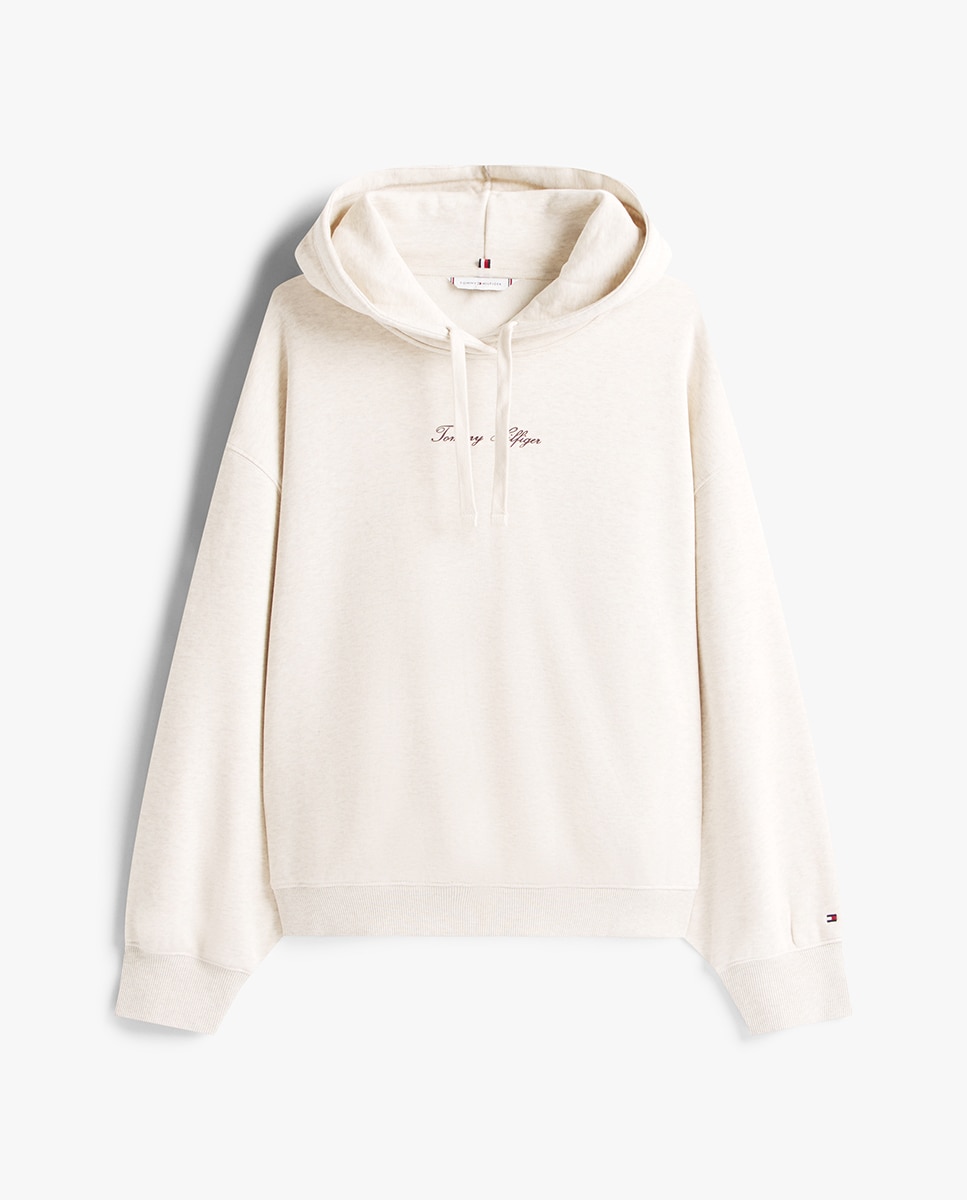 Sweatshirt com Capuz e Logótipo Engomado Creme-4