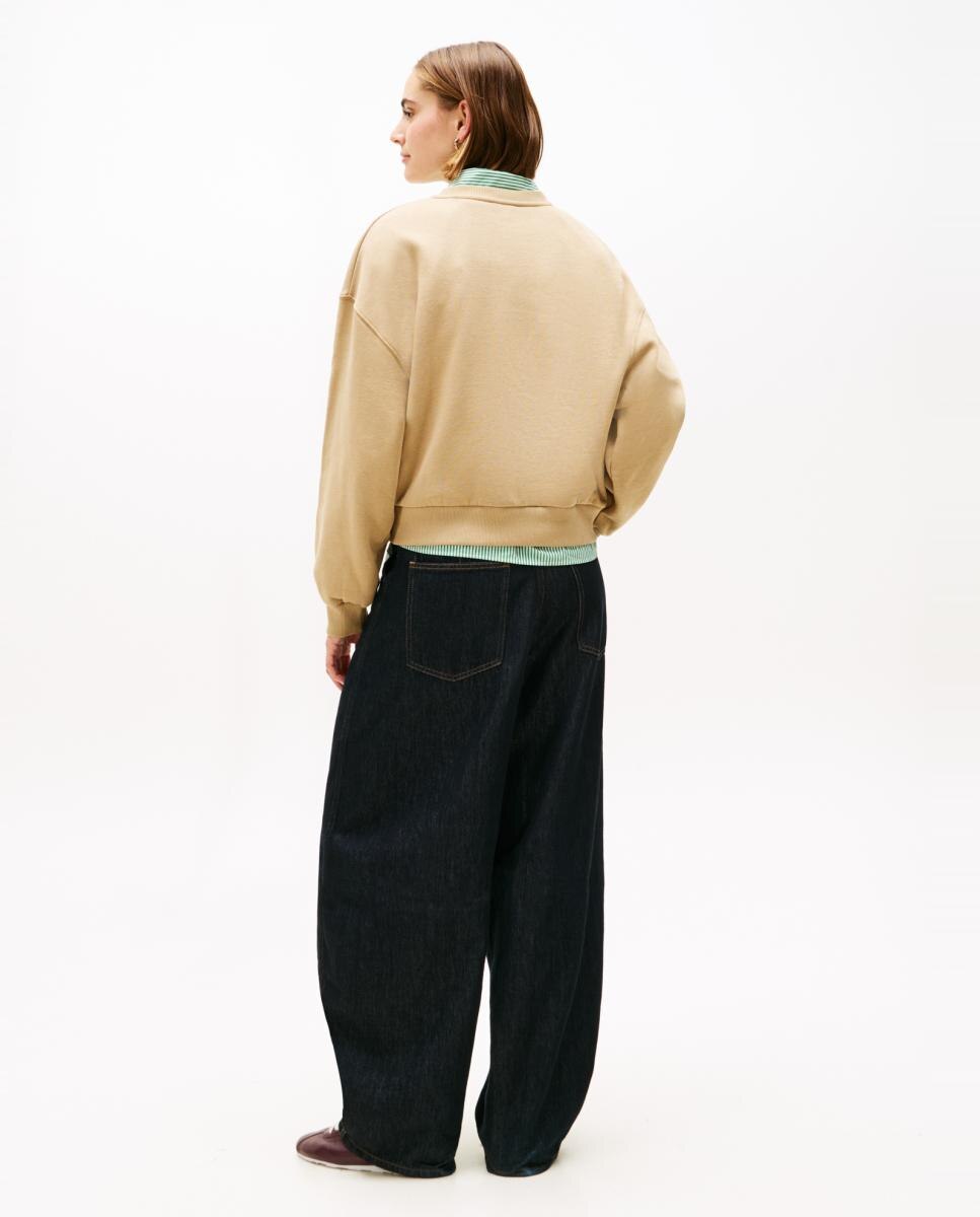 Sweatshirt de Decote Redondo e Logótipo Bordado Camel-3