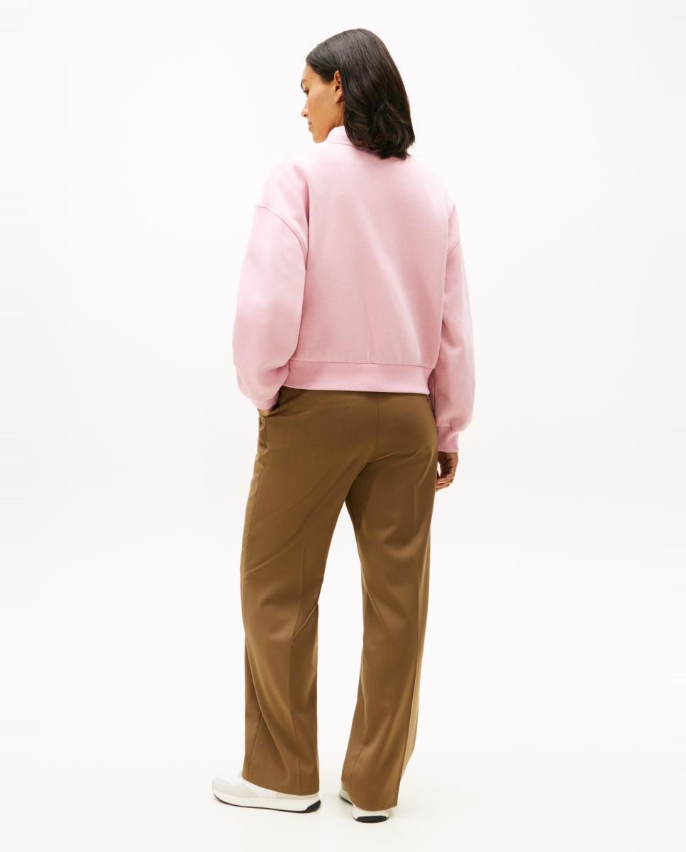 Sweatshirt de Decote Redondo e Logótipo Bordado Rosa-3