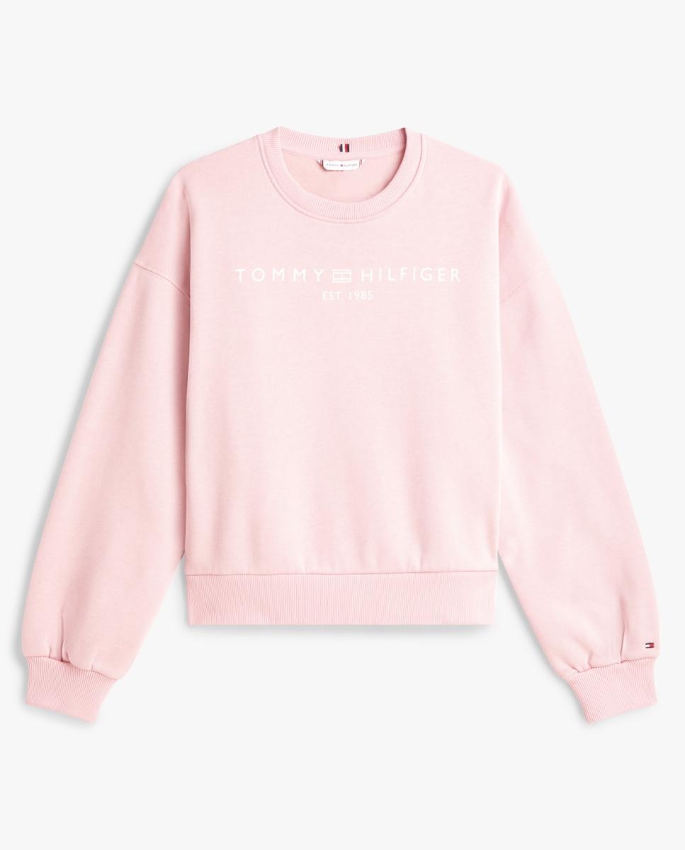 Sweatshirt de Decote Redondo e Logótipo Bordado Rosa-4
